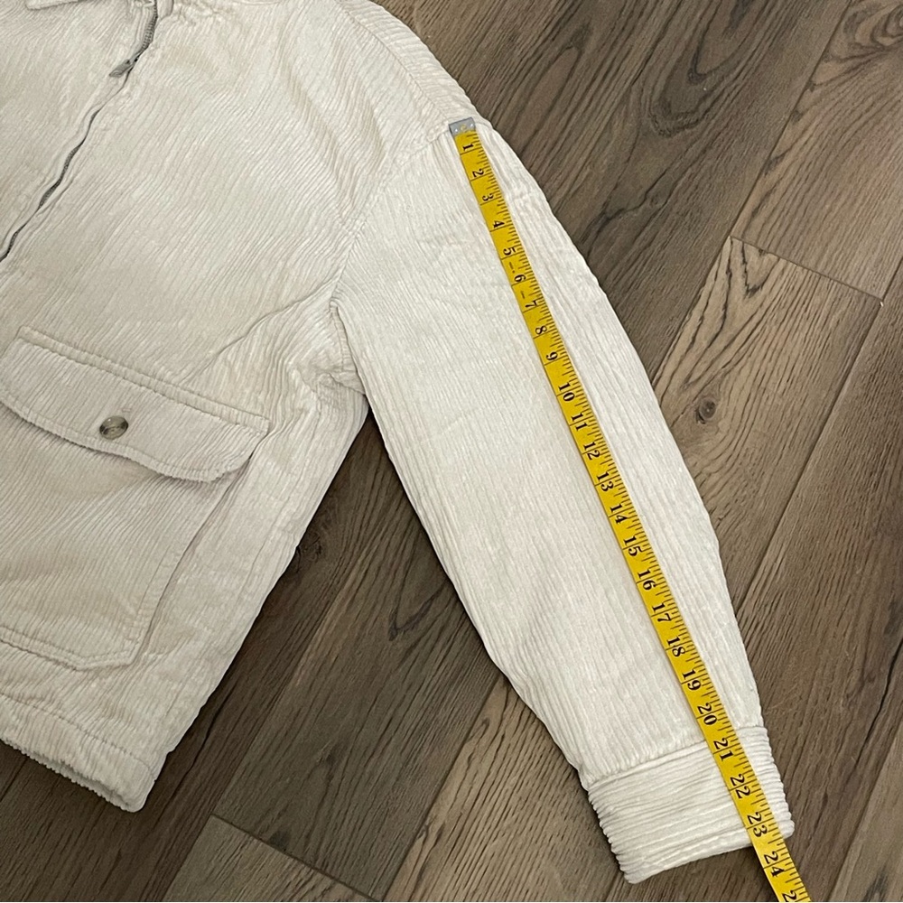 H&M Corduroy Cream Puff Bomber Jacket Removable Collar - Picture 8 of 11